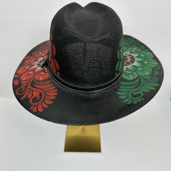 ?? NEW Hand-Painted Mexican Artisan Jute Boho Floral Sun Hat – Medium main image 6
